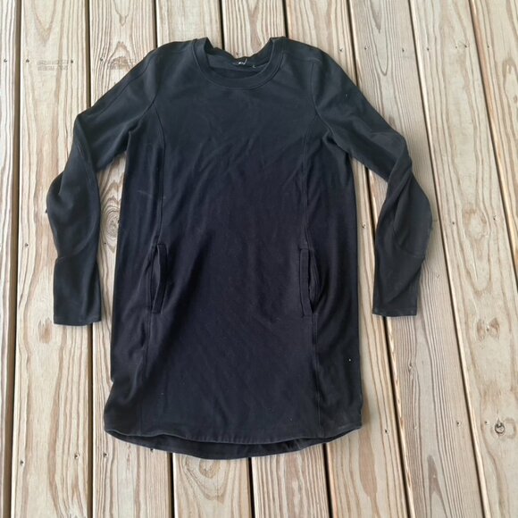 Athleta Black Sweatshirt Dress Size Medium Pockets - Picture 1 of 8